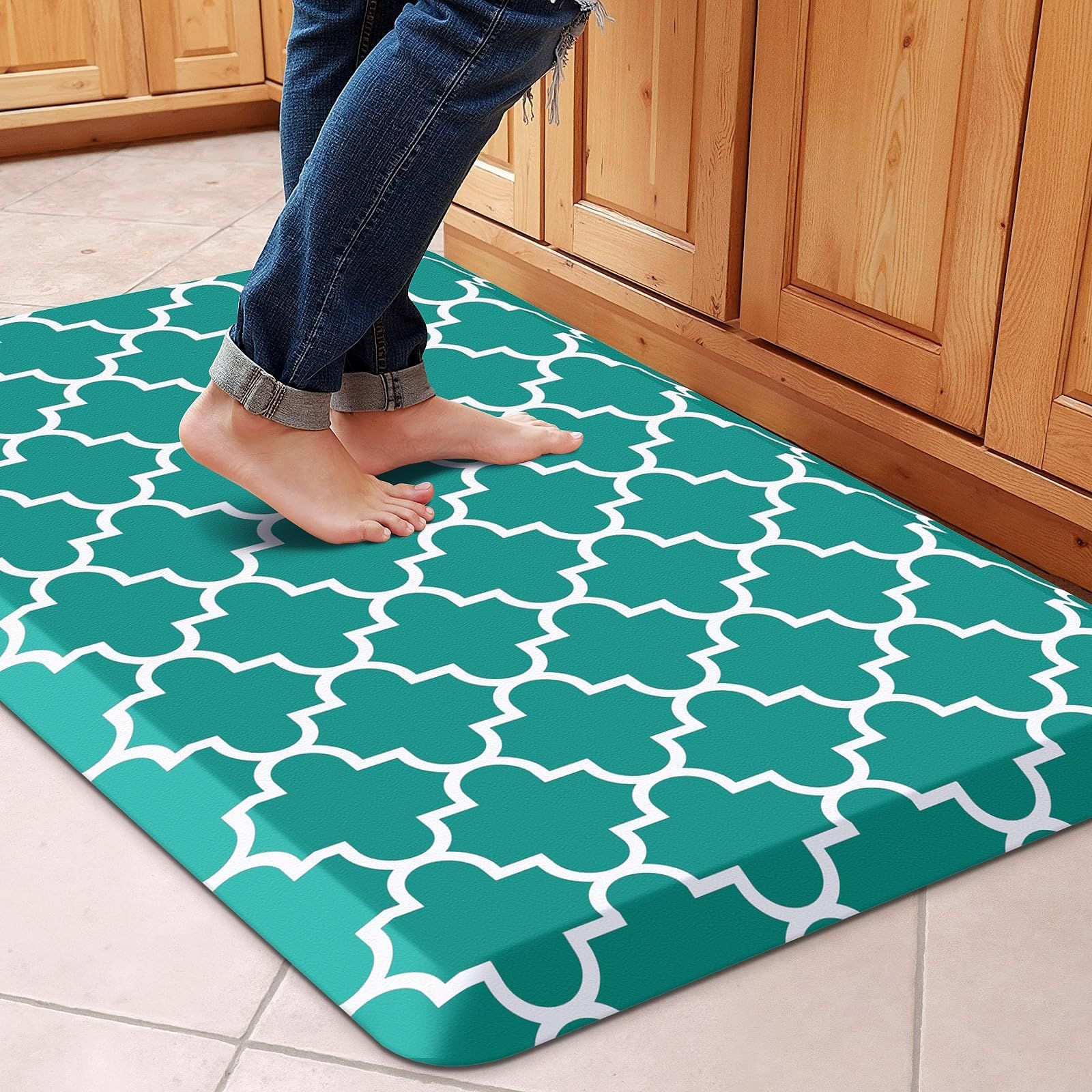 WISELIFE Anti Fatigue Floor Mat – 4/5 36&Prime;L x 22&Prime;W x 0.8&Prime;Th, Stylish Green