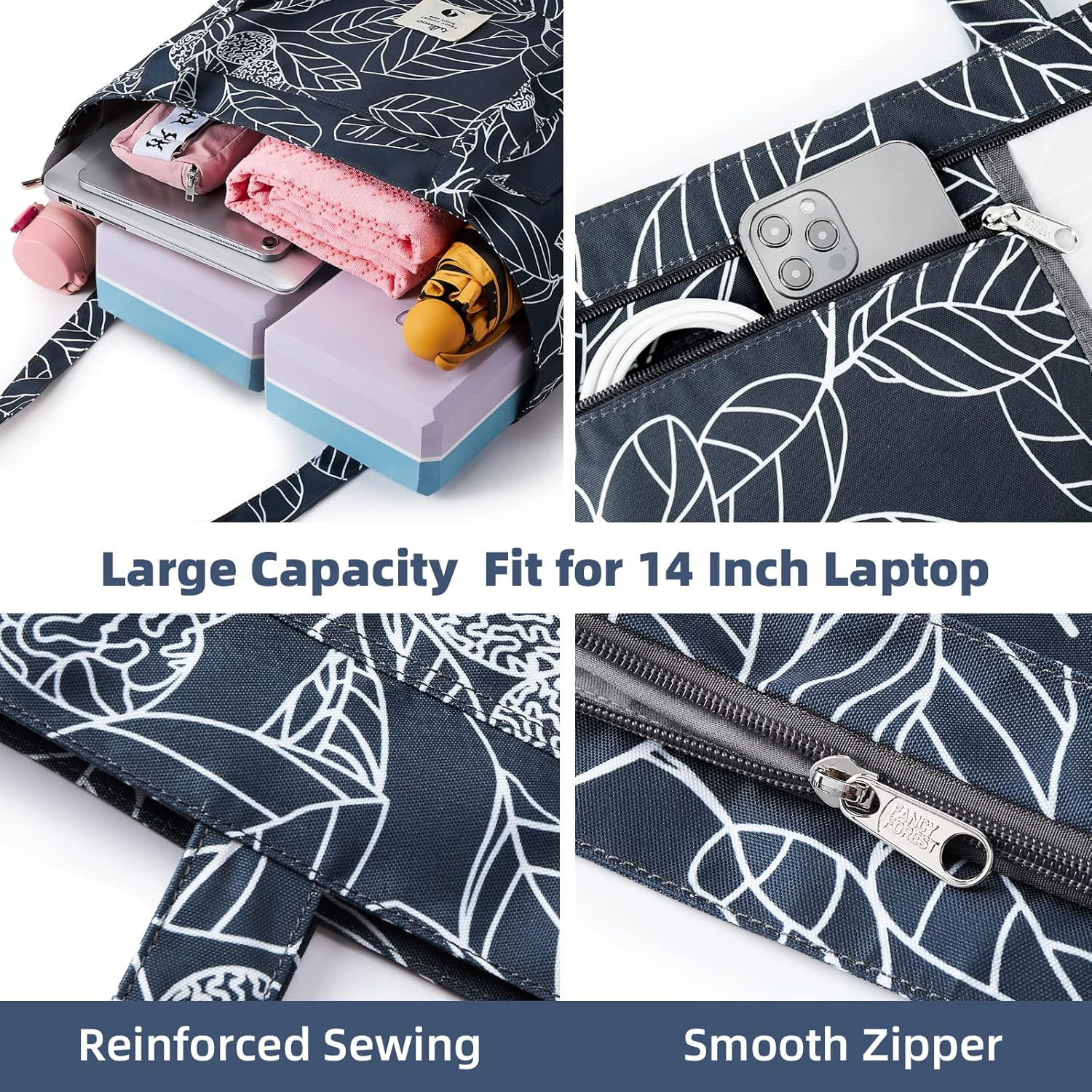 Yoga Mat Tote Bag Canvas Shoulder Carryall for Women Gym Travel Beach