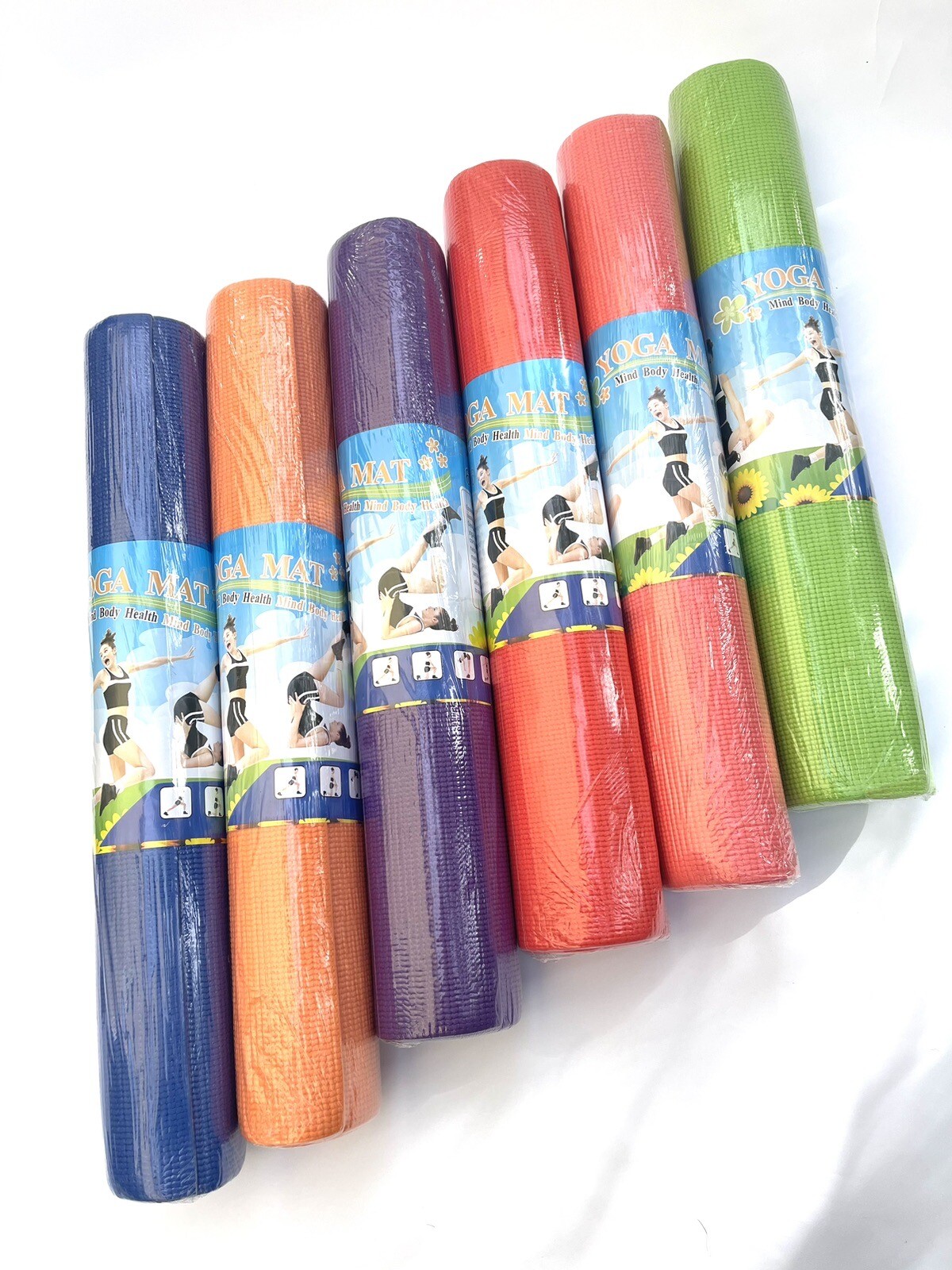 Set Of 6 Yoga Mat 3MM Non Slip For Gym Exercise Fitness Pilates Workout Bundle