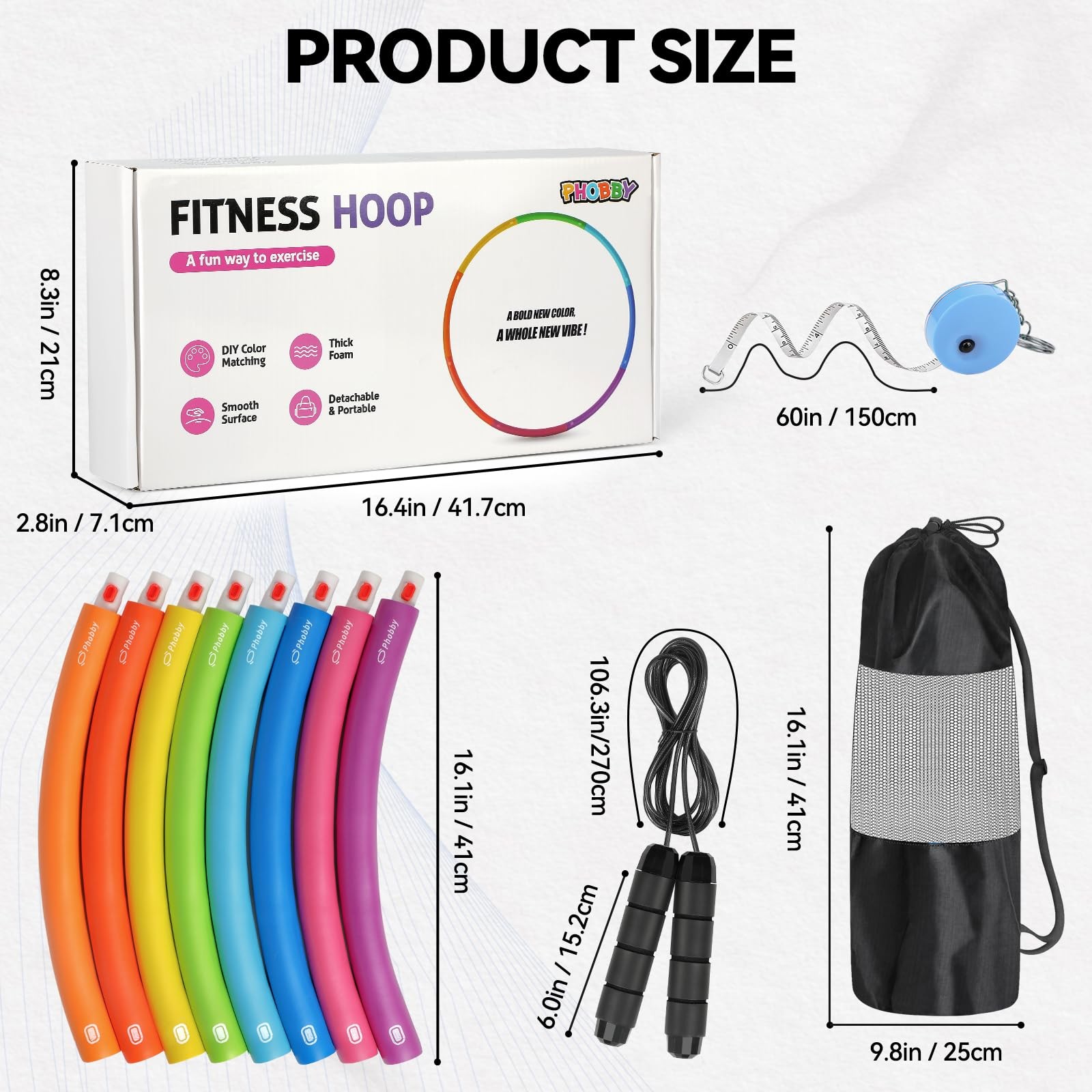 Weighted Exercise Hoop for Adults, 2.2lbs Adjustable Fitness Hoop, 8 Detachab…