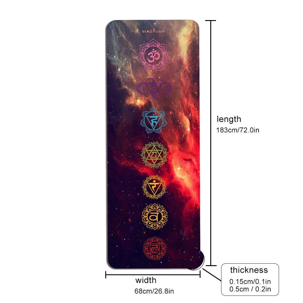 Mandala Print Yoga Mat Bag 1.5mm Thin Soft Chakra Foldable Non Slip Gym