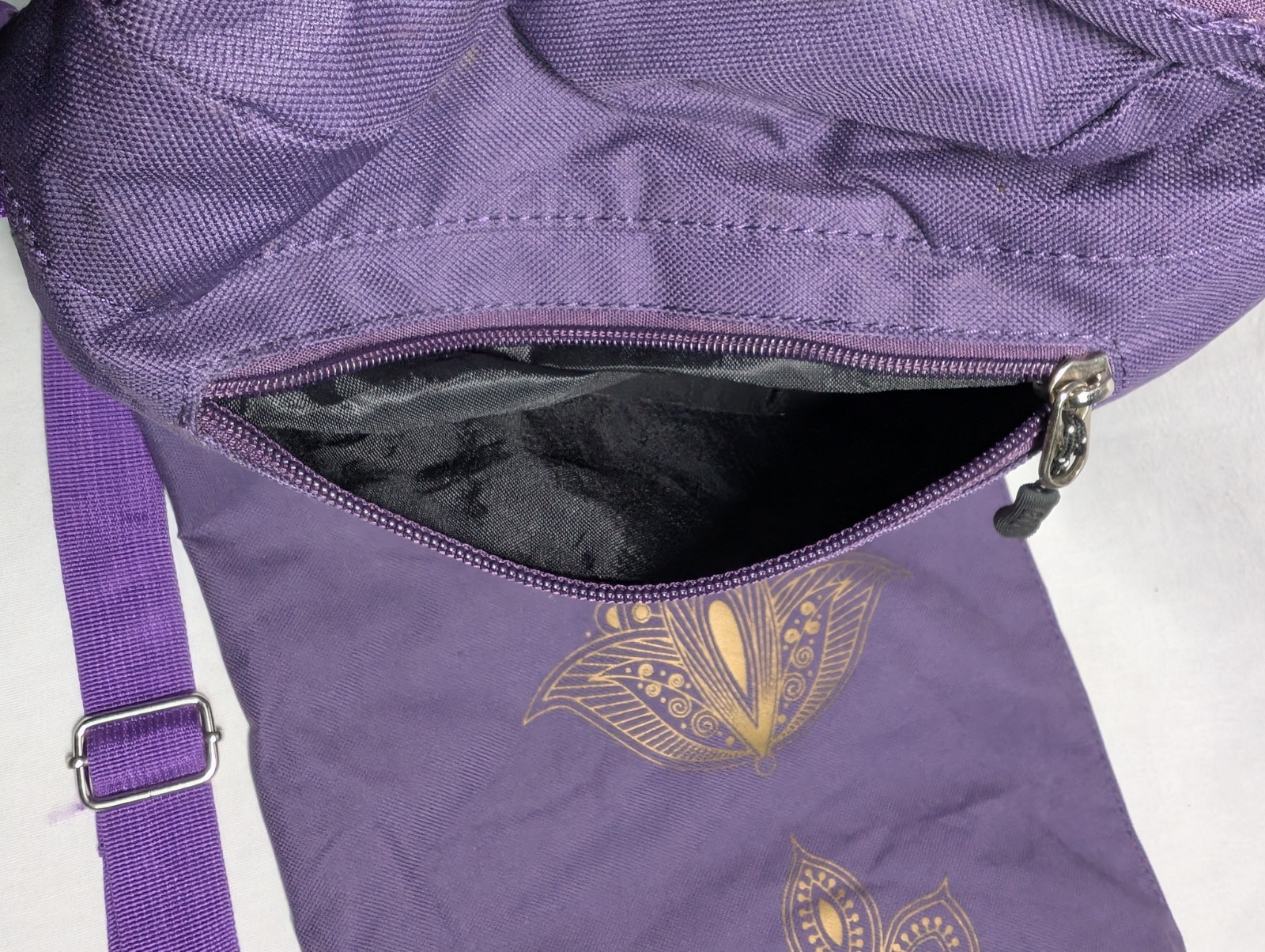Yoga Mat Carry Bag Full Zip Henna Designs Duffle Bag Purple Gold