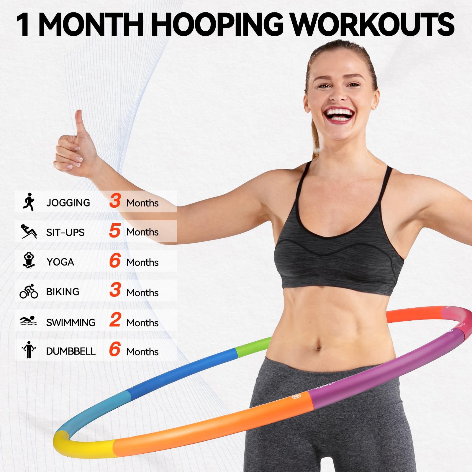 Weighted Exercise Hoop for Adults, 2.2lbs Adjustable Fitness Hoop, 8 Detachab…