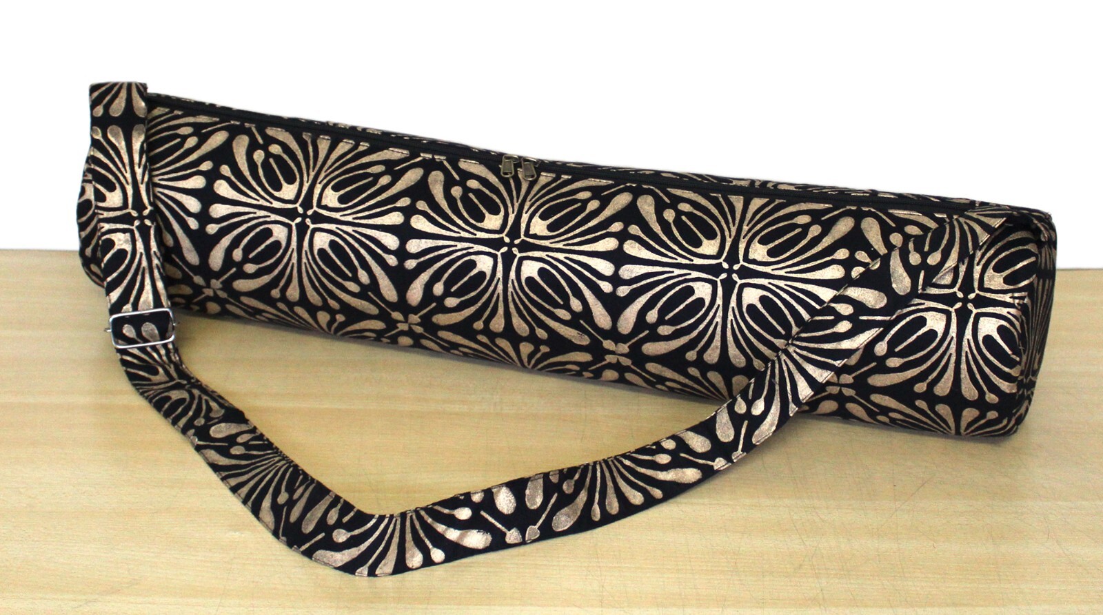 Indian Black Gold Cotton Unisex Bags Gym Bags With Shoulder Strap Yoga Mat Bags