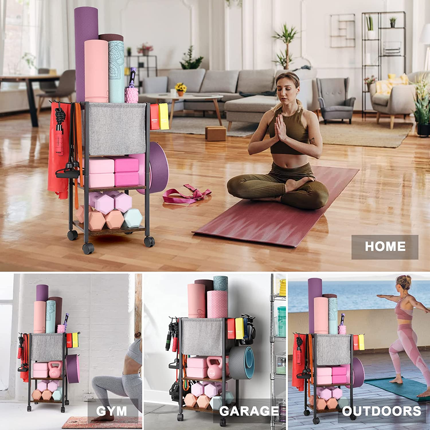 Yoga Mat Storage Rack Home Gym Equipment Workout Equipment Organizer Yoga Mat Ho
