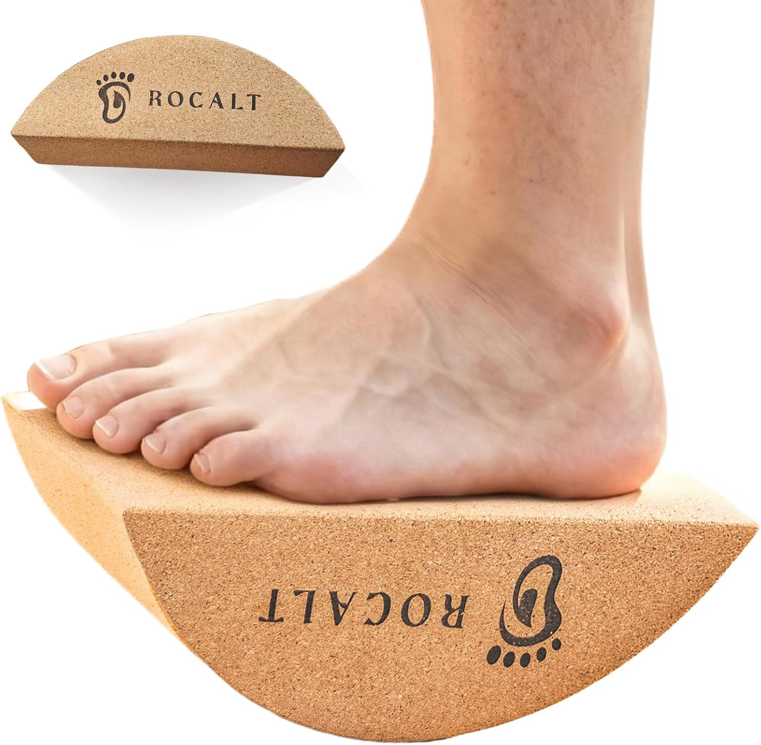 Cork Yoga Blocks, Half Moon Yoga Block & Calf Stretching, Cork Foot Stretcher fo