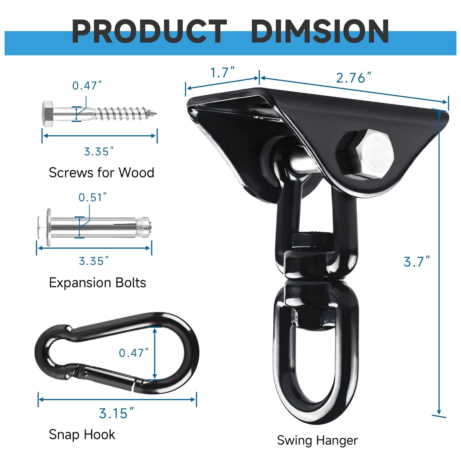 360°Rotating Hammock Hanging Kit – Heavy Duty Hanging Hooks for Swing Hangi