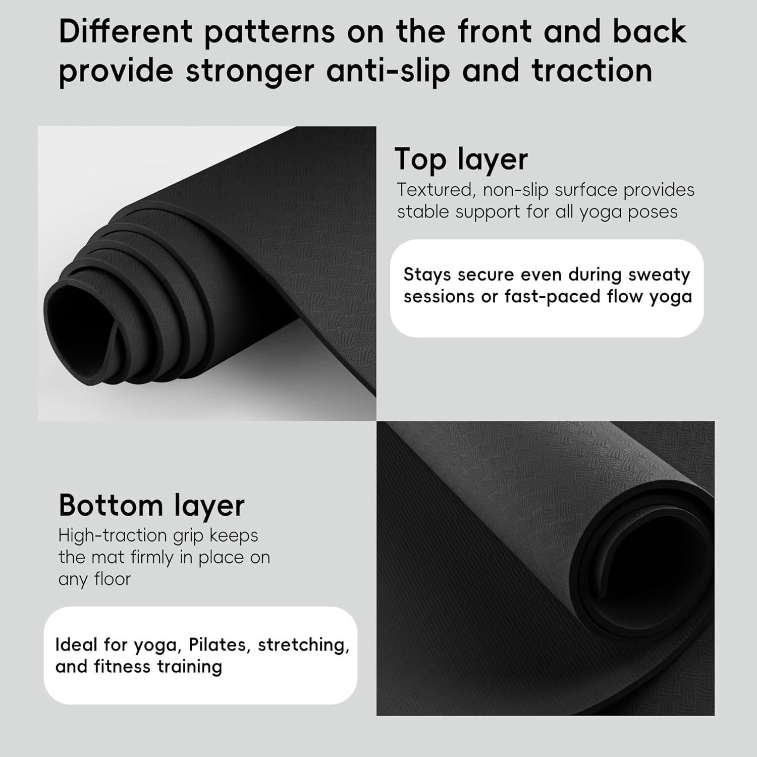 Extra Wide Yoga Mat 72&Prime; x 32&Prime;, 6mm Non Slip TPE Exercise Mat with Carrying