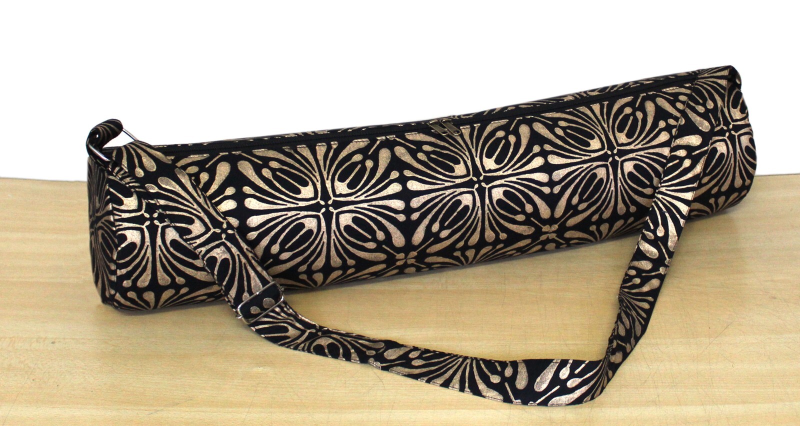 Indian Black Gold Cotton Unisex Bags Gym Bags With Shoulder Strap Yoga Mat Bags