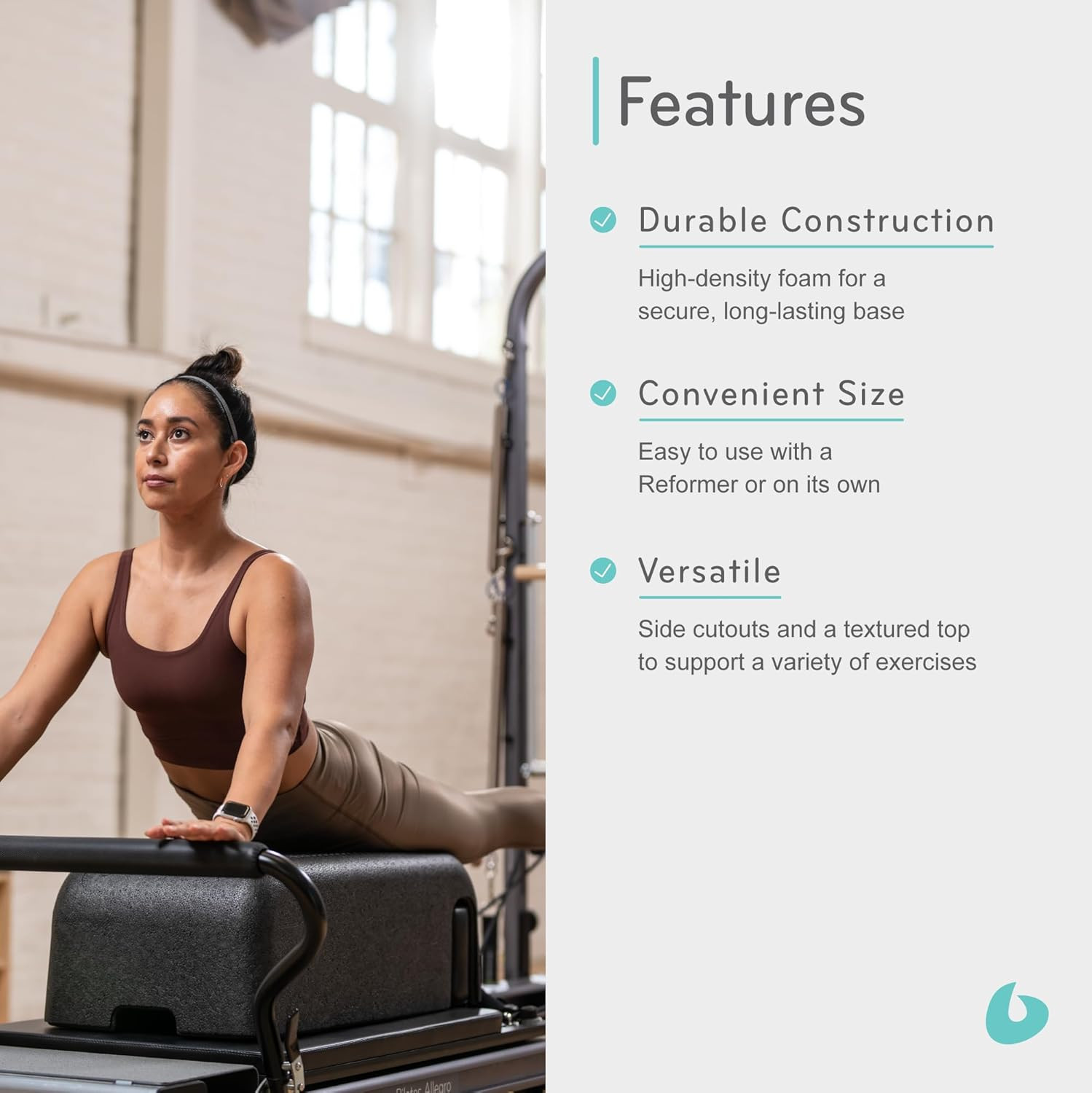 Pilates Sitting Box for Reformer — Lightweight Foam Exercise Box for Long-Box, S