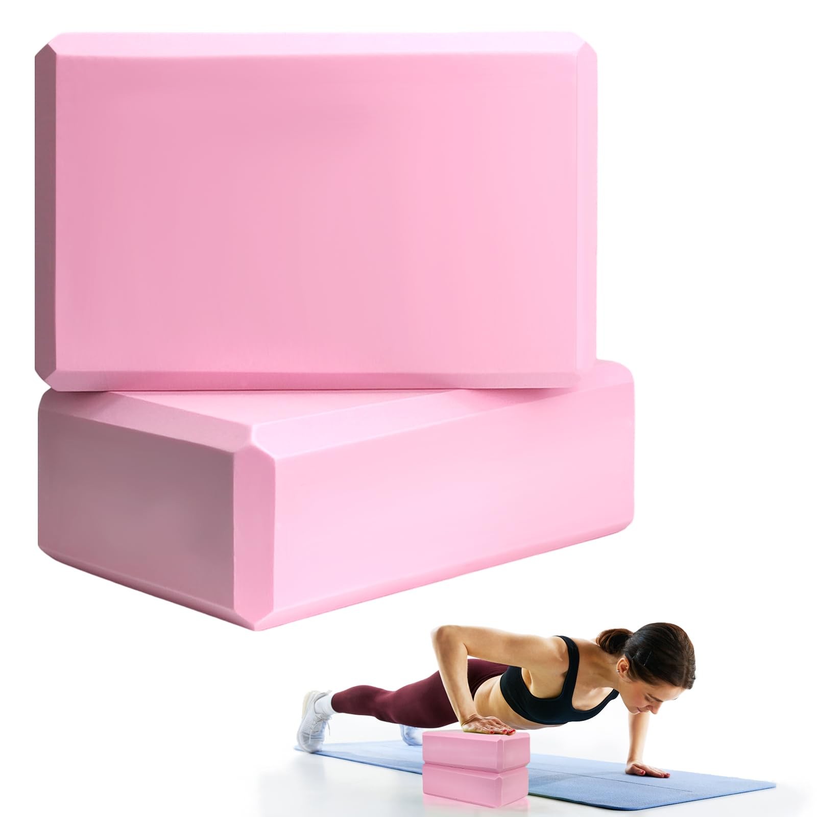 2 Pcs Yoga Blocks, 9&Prime;x6&Prime;x3&Prime; Foam Blocks Yoga Props for Pilates Stretching and…