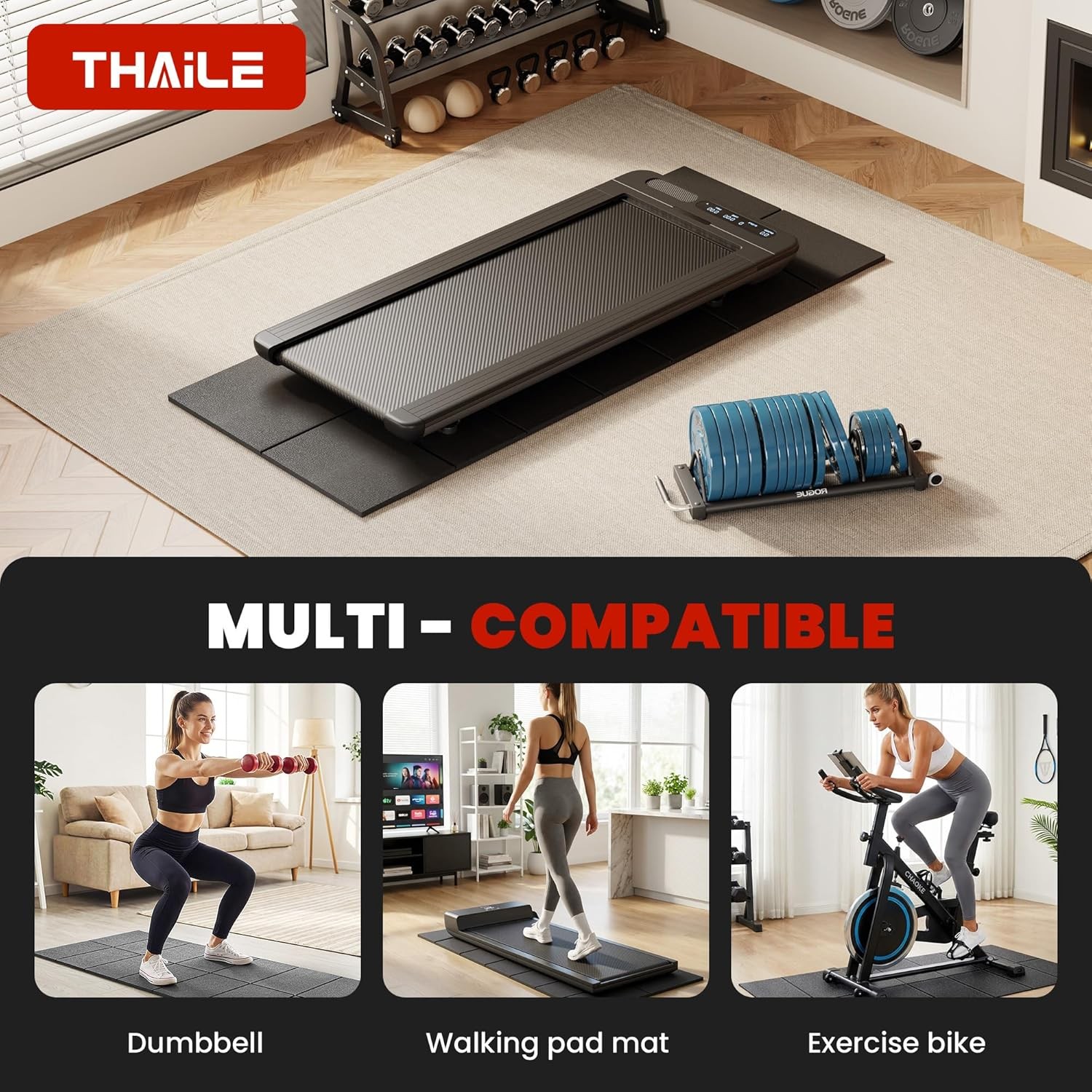 Walking Pad Treadmill Mat for Carpet Floors,55×24 Hardwood Floor Protection,