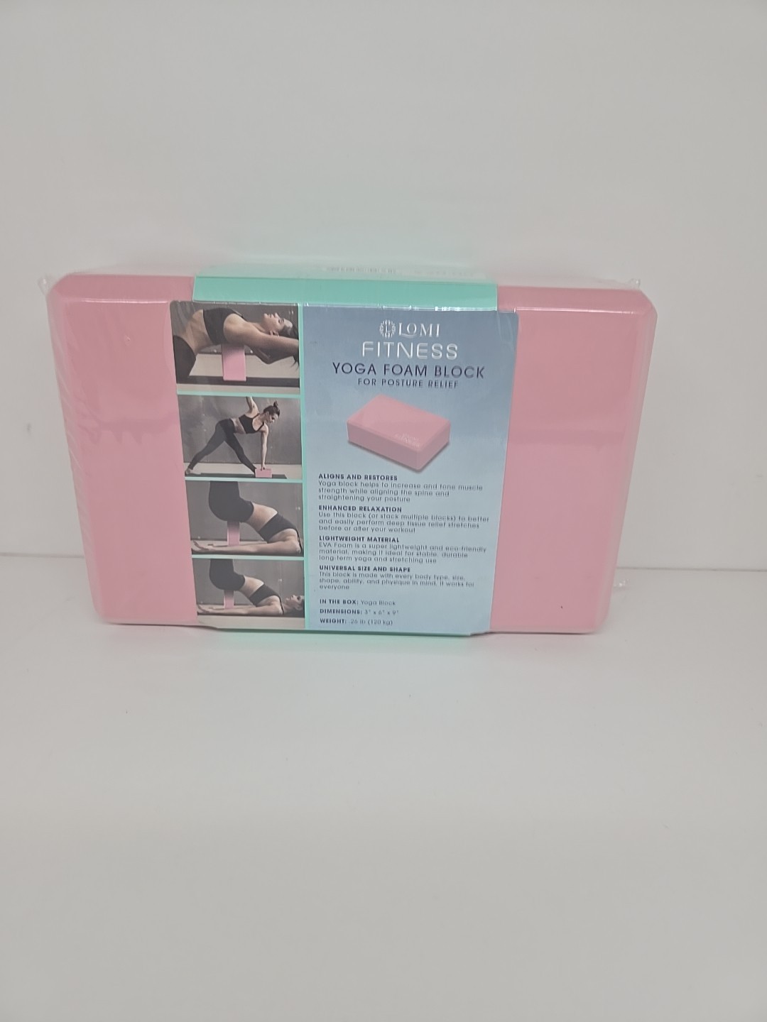 Lomi Fitness Yoga Block One Size Pink (3in x 6in x 9in)