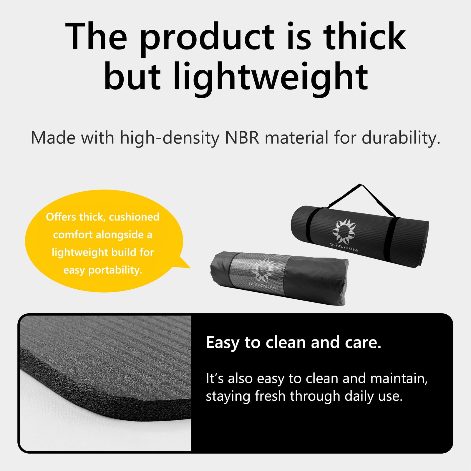 Thick Yoga Mat, 1/2-Inch Extra Thick NBR Mat with Enhanced Stability – Textur…