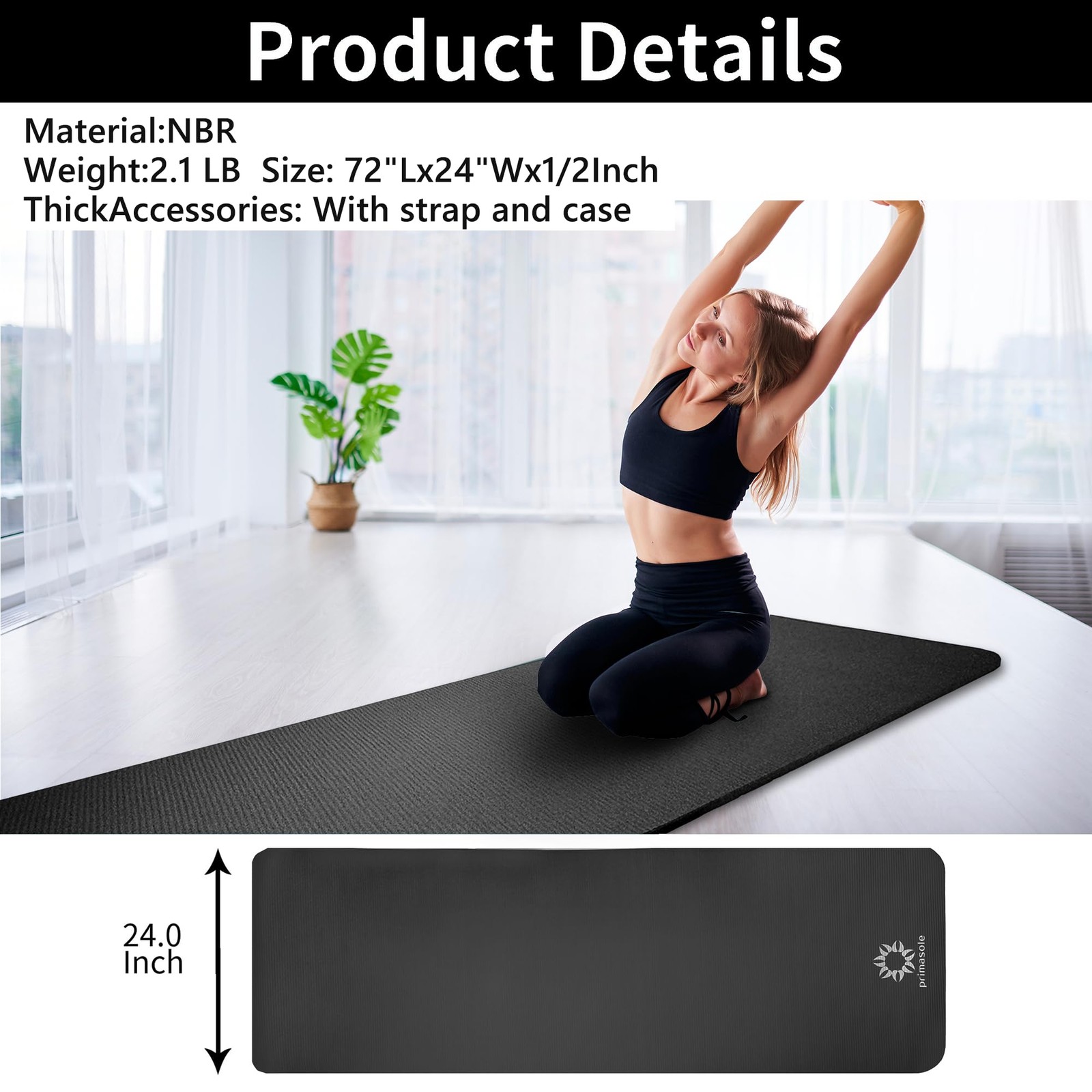 Thick Yoga Mat, 1/2-Inch Extra Thick NBR Mat with Enhanced Stability – Textur…