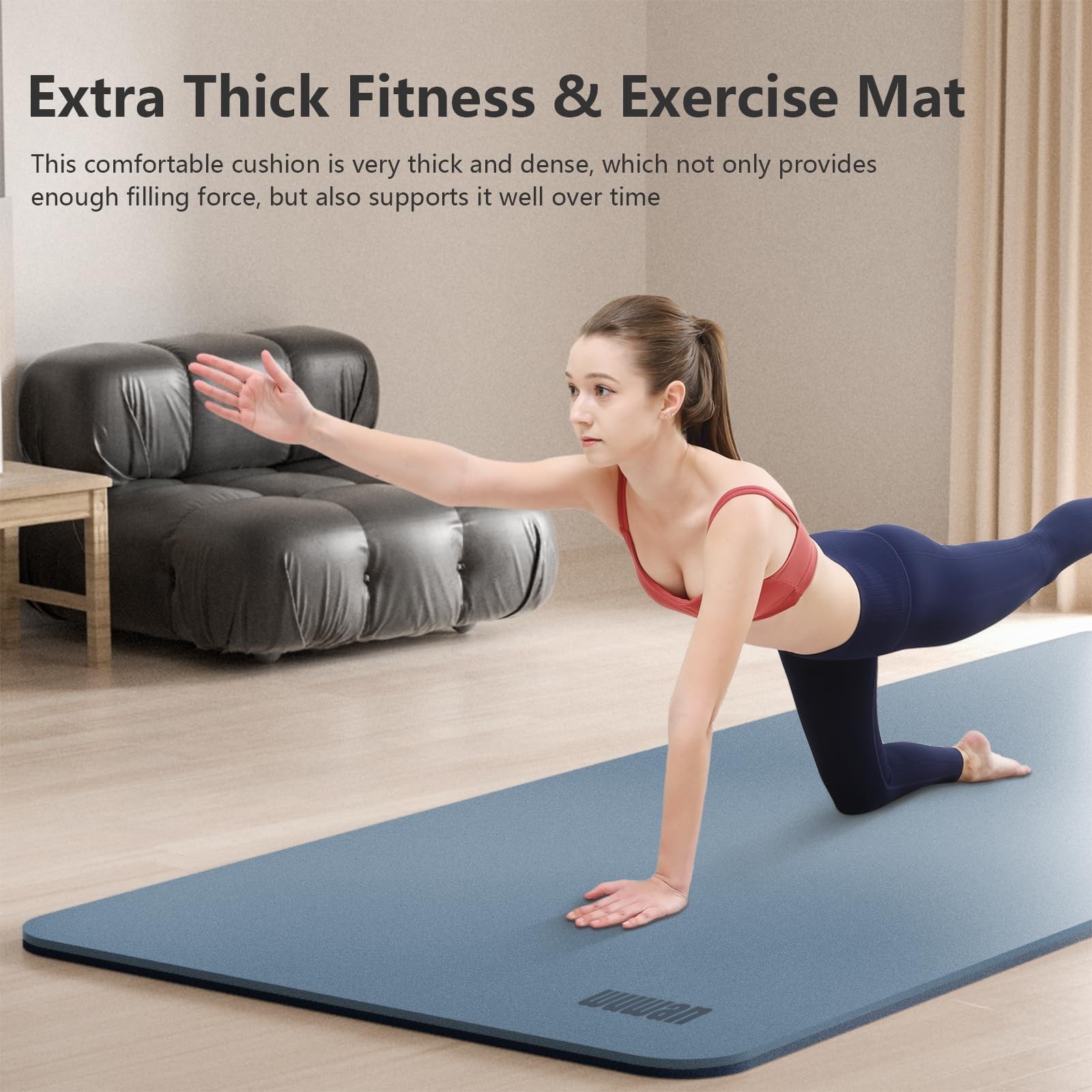 Wide Yoga Mat-80cm Non Slip Extra Thick 1/3 » Fitness Exercise Mat TPE Materi…