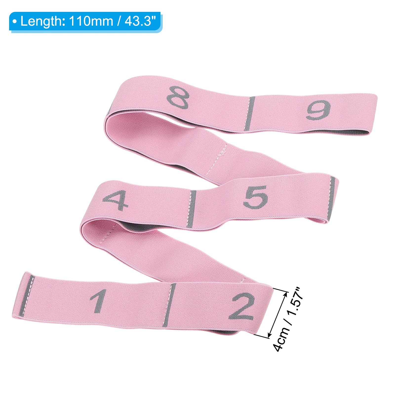 43.3 Inch 1 Pcs Exercise Bands Yoga Stretching Strap Latin Elastic Light Pink