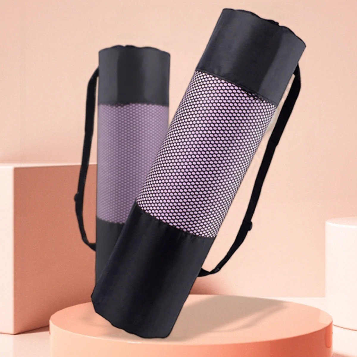 Yoga Mat Storage Bag Mesh Carrier with Shoulder Strap Oxford Fabric