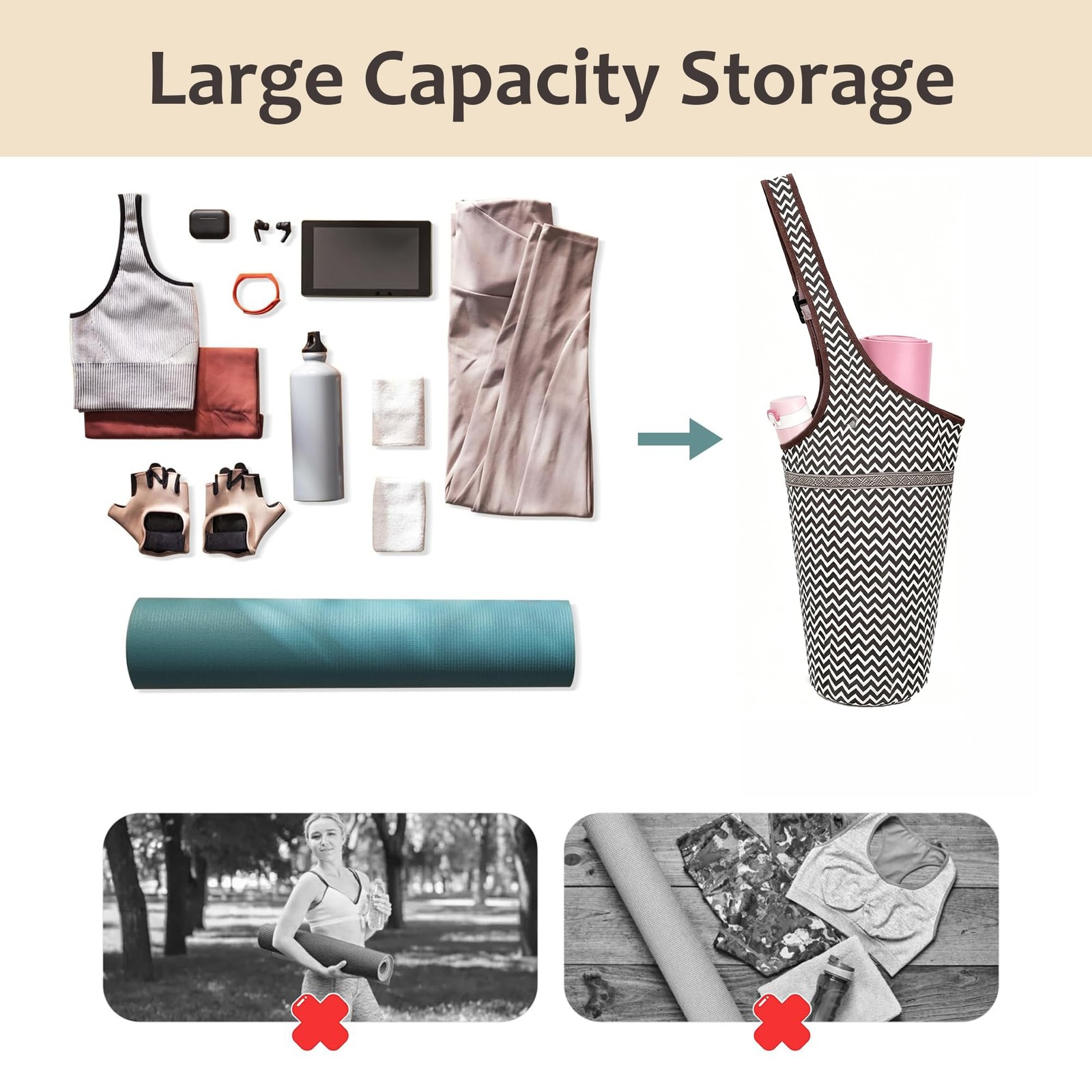 Sports Yoga Mat Bag,Large Opening Yoga Mat Carrier for Quick Access,with Larg…