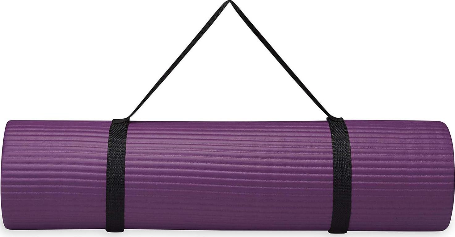 Thick Yoga Mat Fitness & Exercise Mat with Easy-Cinch Yoga Mat Carrier Strap
