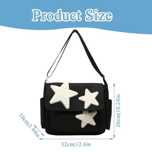 Messenger Bag for Women, Crossbody Y2K Messenger Bag with Star Purse, Large
