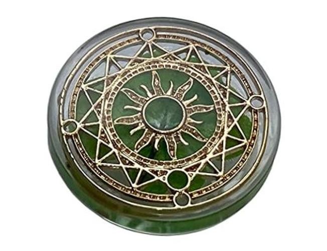 Real Four Leaf Clover Good Luck Pocket Token, Magic Circle of the Sun