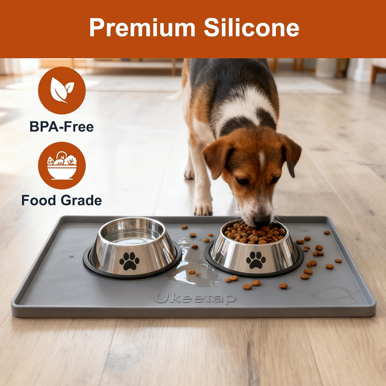 Extra Thick Silicone Mat Waterproof with Raised Edge 19” X 12”, BPA Free Non-Sli