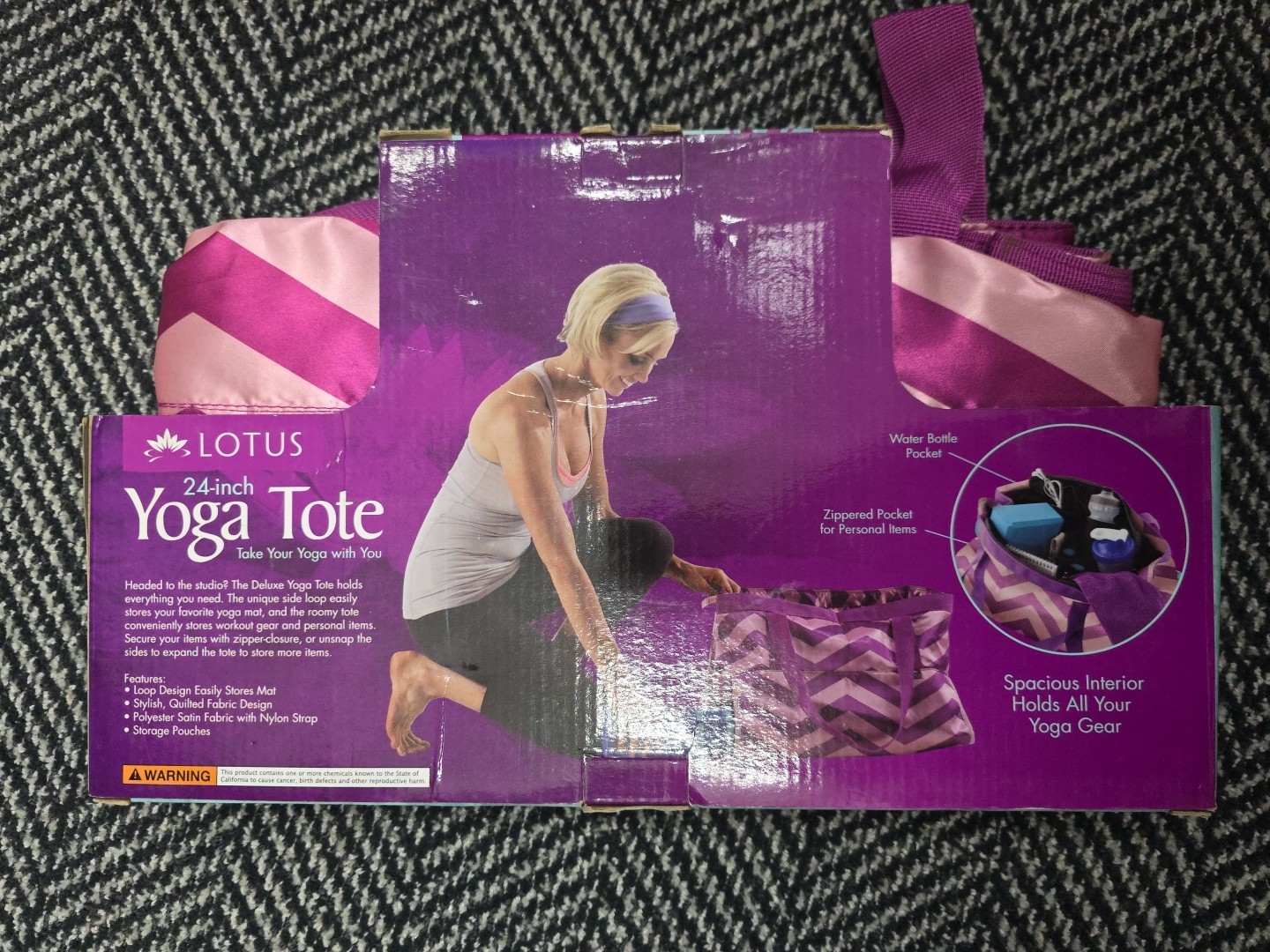 Lotus Pink And Purple 24&Prime; Deluxe Yoga Tote Mat Carrying Bag*NEW But Little Dirty