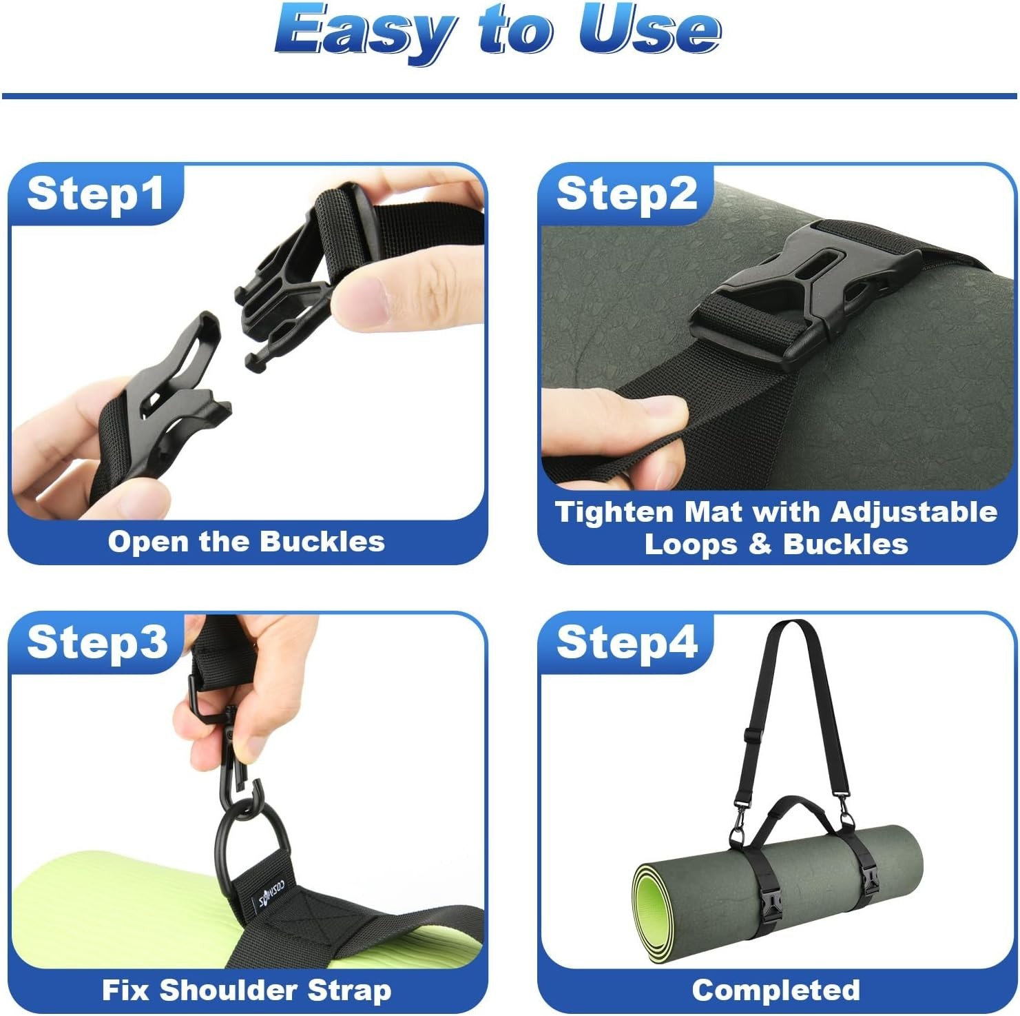 Adjustable Yoga Mat Strap – Portable Sling for Festivals