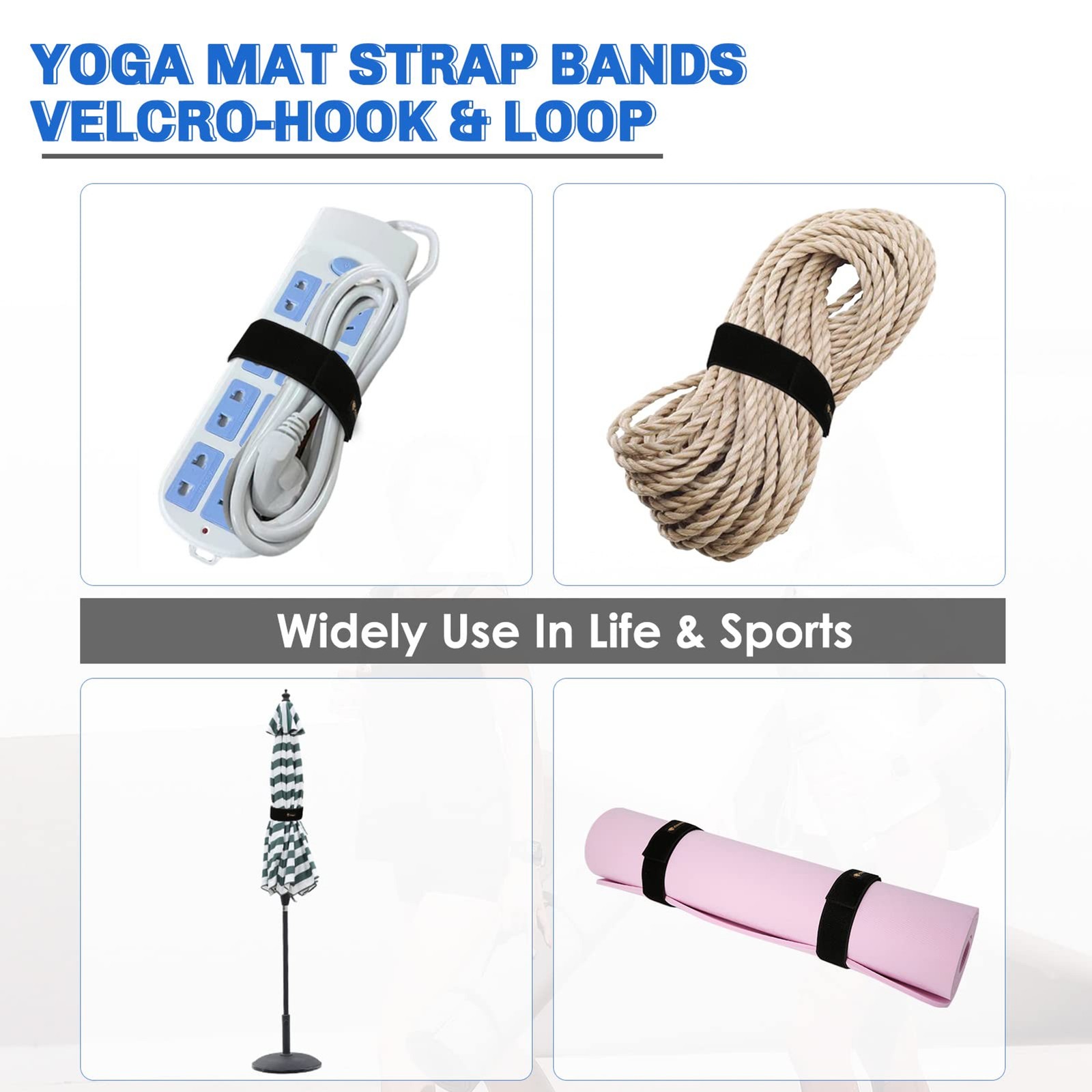 Yoga Mat Strap,Heavy Duty Bungee Straps Band,Wrap Organizer for Yoga Mat/Workout