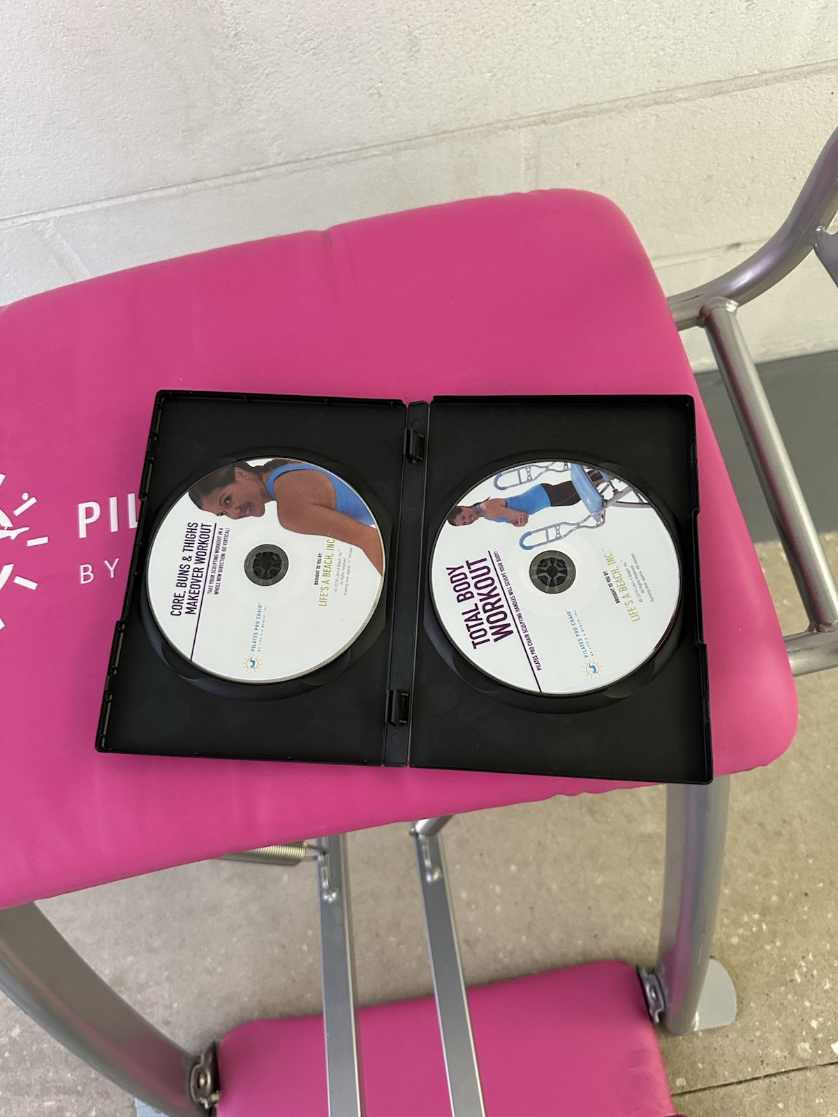 Pilates Pro Chair Pink Life&rsquo;s a Beach Inc Includes Side Sculpting Handles DVDs