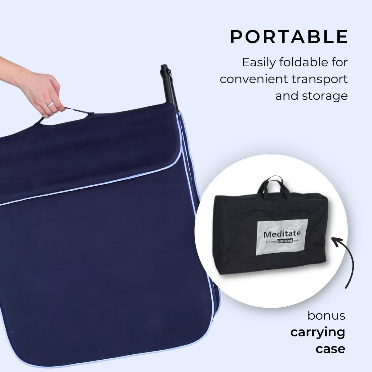 Extra Large Meditation Chair Floor Back Support Yoga Cushion Navy Blue 24×22