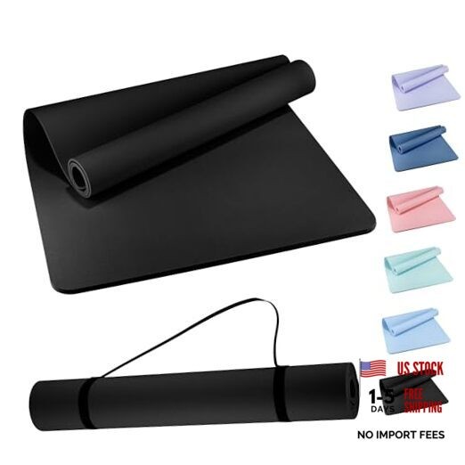 Extra Wide 72&Prime;x32&Prime; TPE Exercise Mat – 6mm Non-Slip – Black