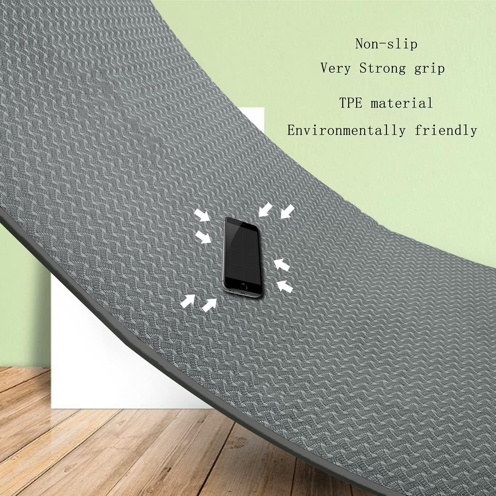QMKGEC Yoga Mat 1/3&Prime; (8mm) Thick 72 inches x 24 x 0.33 inches, Grey