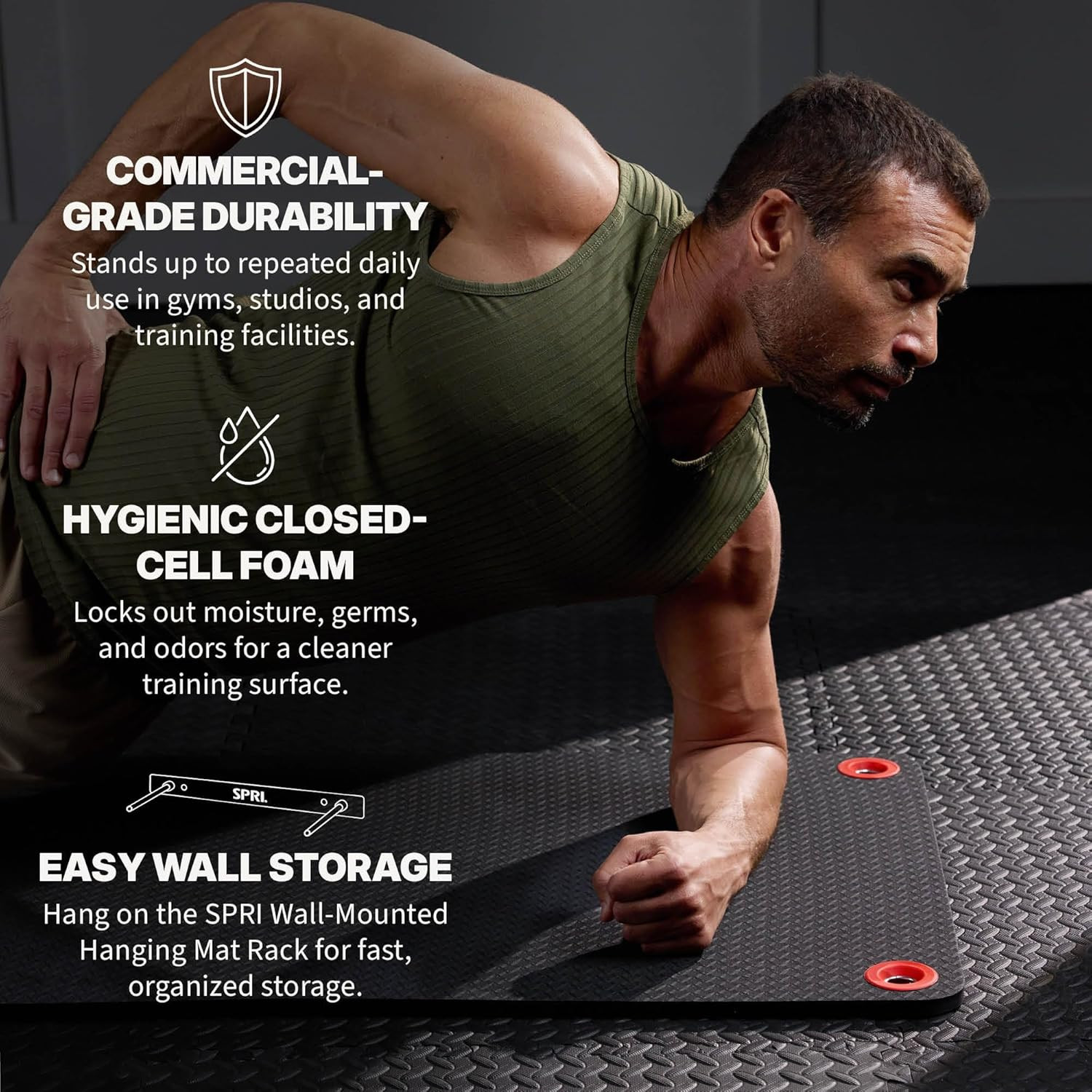 Hanging Exercise Mats for Gyms, Closed-Cell Foam Yoga & Fitness Mats with Gromme