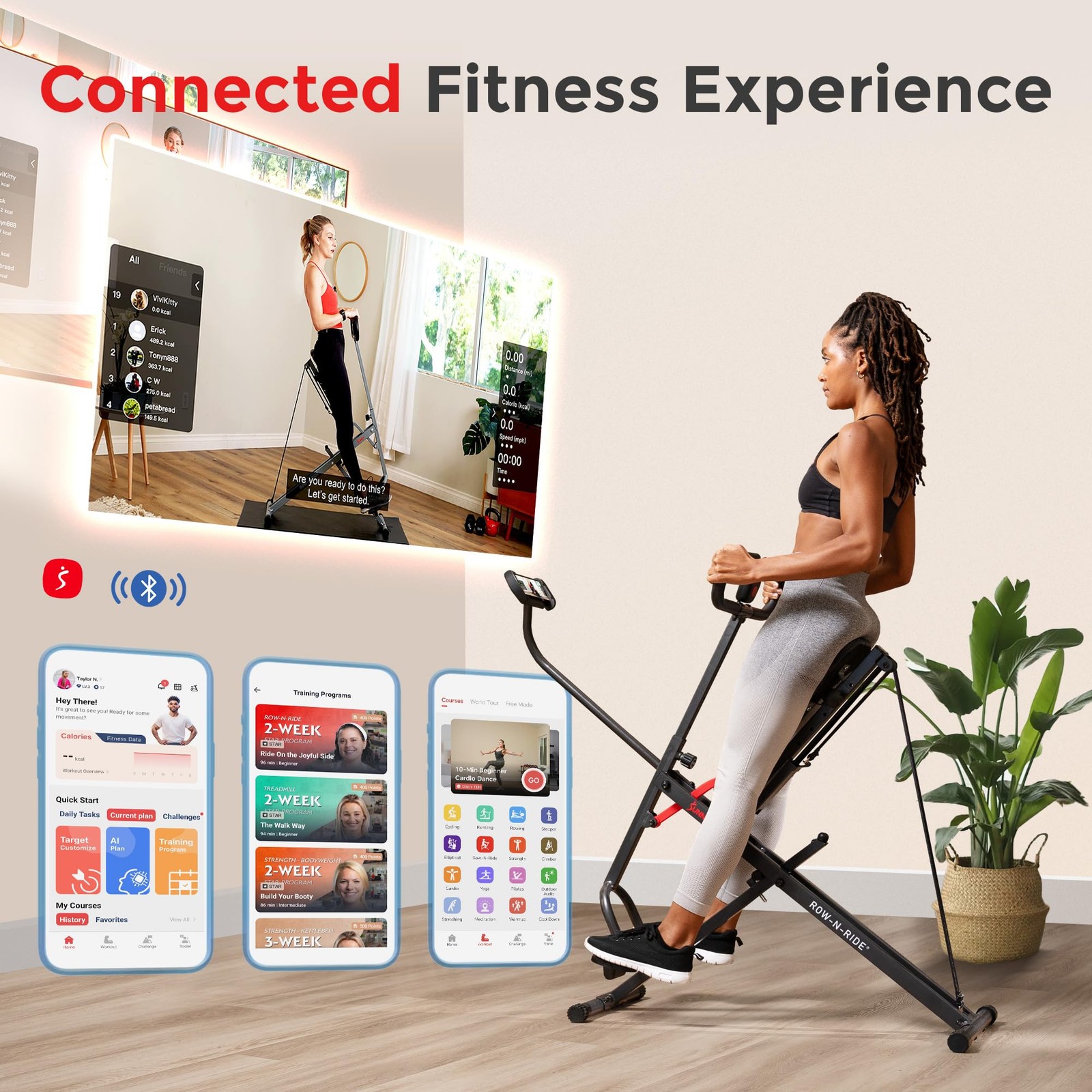 Smart Upright RowNRide Trainer, Squat Assist Trainer für Gesäßmuskeln & Ganzk…
