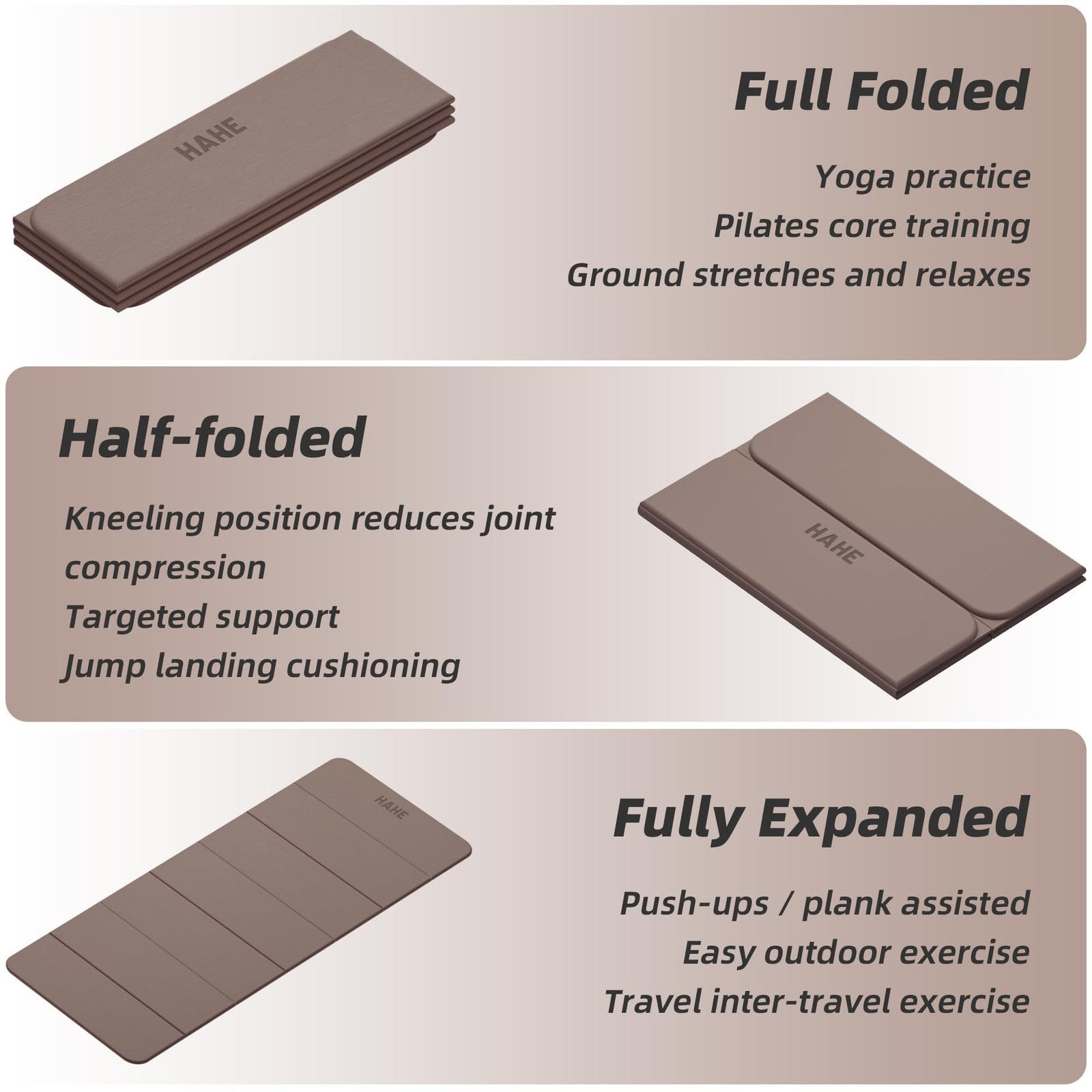 Foldable Yoga Mat,74&Prime;Lx32&Prime;Wx1/3&Prime;Thick,Folding Exercise Mat,Non-slip Wide Pila…