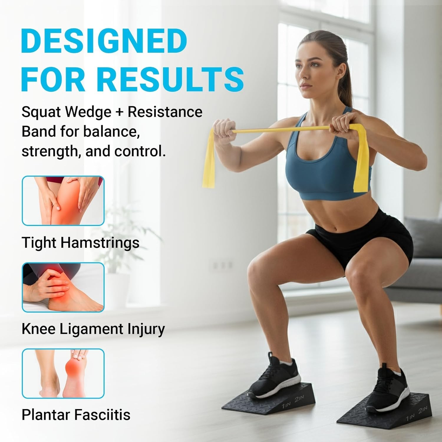 Squat Wedge – 2 Inch Heel Elevated Slant Board for Squats | Calf Stretch Uwaomah