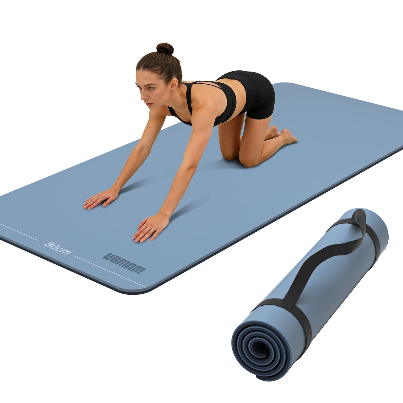 Wide Yoga Mat-80cm Non Slip Extra Thick 1/3 » Fitness Exercise Mat TPE Materi…