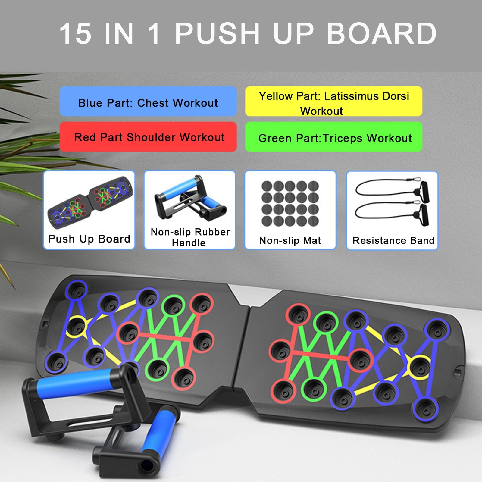 Pilates Board | Portable Reformer Pushup Board+Resistance Bands