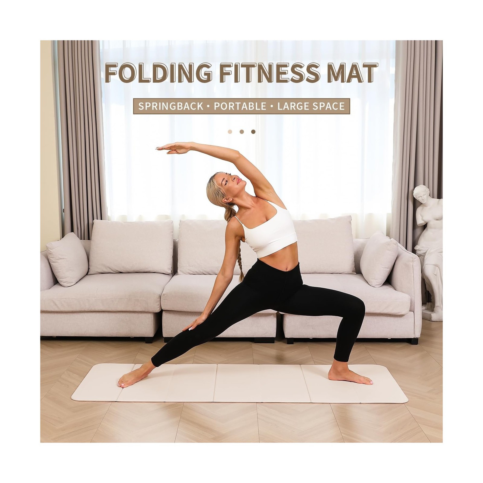 PAIDU Foldable Yoga Mat – 10mm Extra Thick, 75&Prime;26&Prime; Non-Slip Exercis… Fast Ship