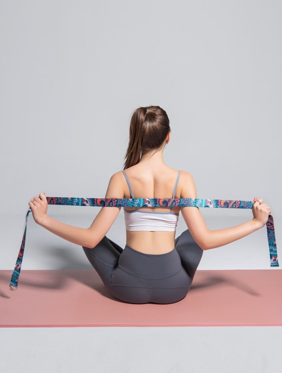 Yoga D-Ring Cotton Resistance Stretching Belt Multicolor
