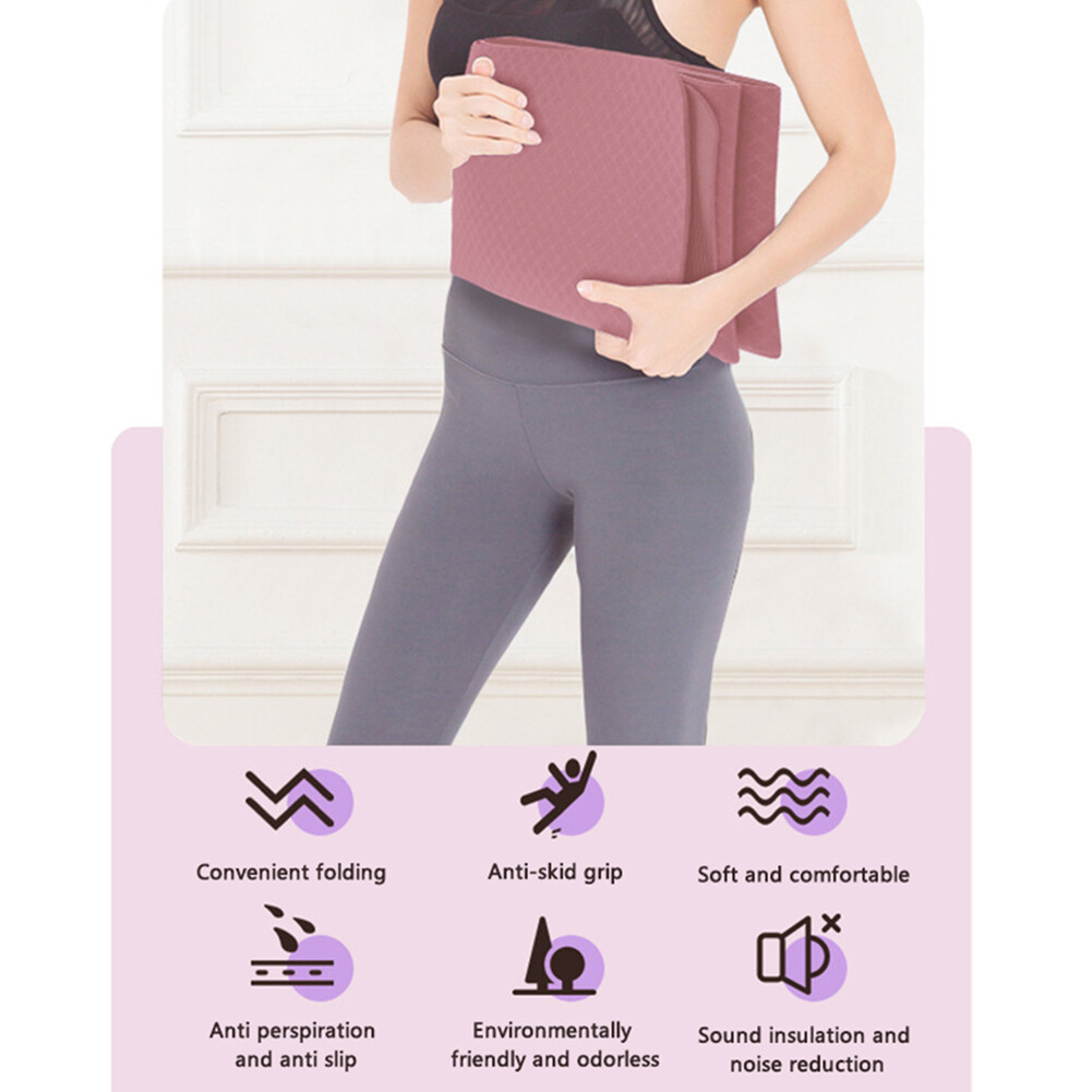 FOLDABLE YOGA MAT ECO FRIENDLY TPE FOLDING TRAVEL FITNESS EXERCISE GYM MAT