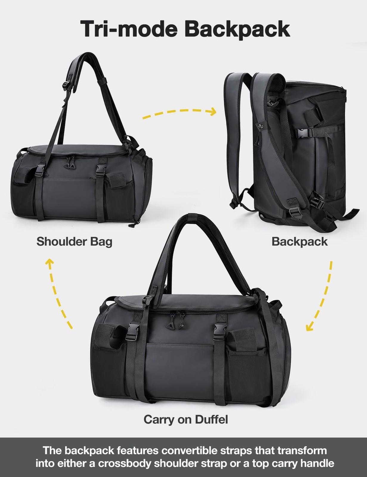Gym Bag for Men Convertible Large-Capacity Gym Backpack, Water-Resistant Trav…