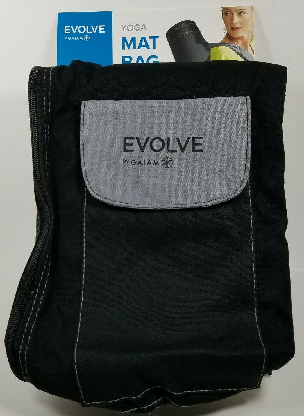 Evolve Black Yoga Mat Bag w/ Adjustable Shoulder Strap, Pocket, & Full Zip