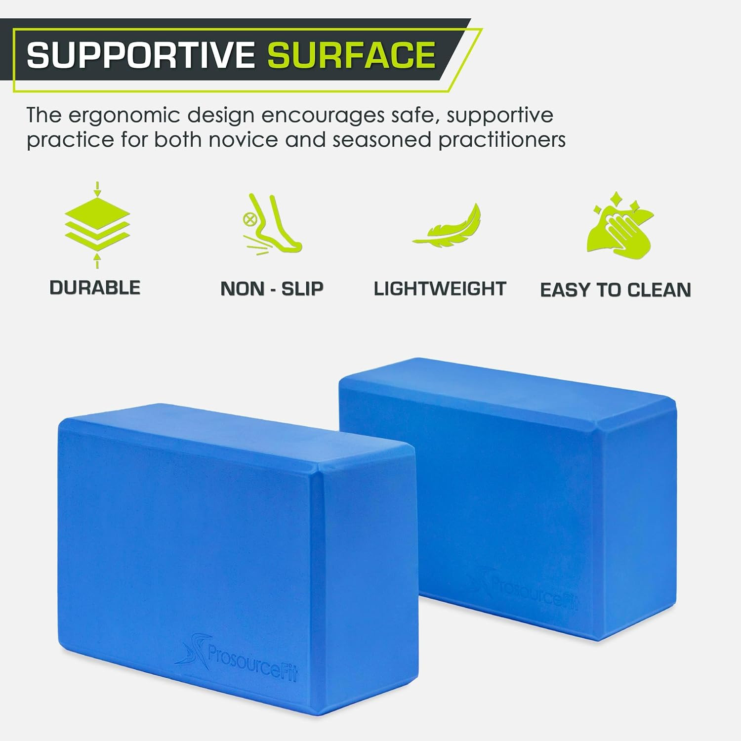 Foam Yoga Blocks Set of 2, High Density EVA Yoga Bricks, Sturdy Yoga Prop Large