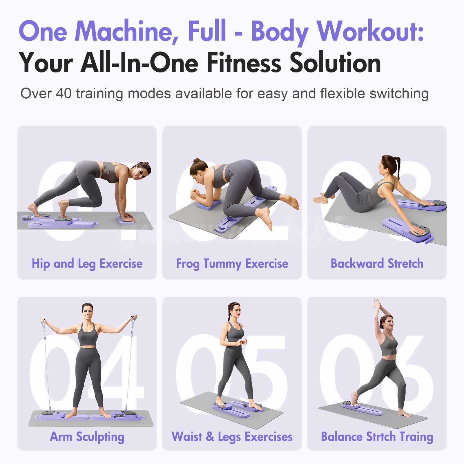 Pilates Board Pilates Reformer Set, Multi-Purpose Board for Home, 5 in 1 Pilates