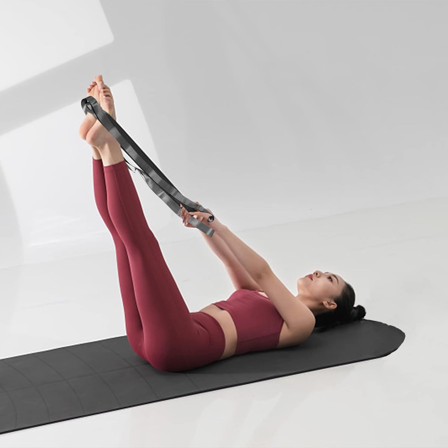 Yoga Stretching Strap Nylon 98in 12 Loops Physical Therapy Fitness Equipment