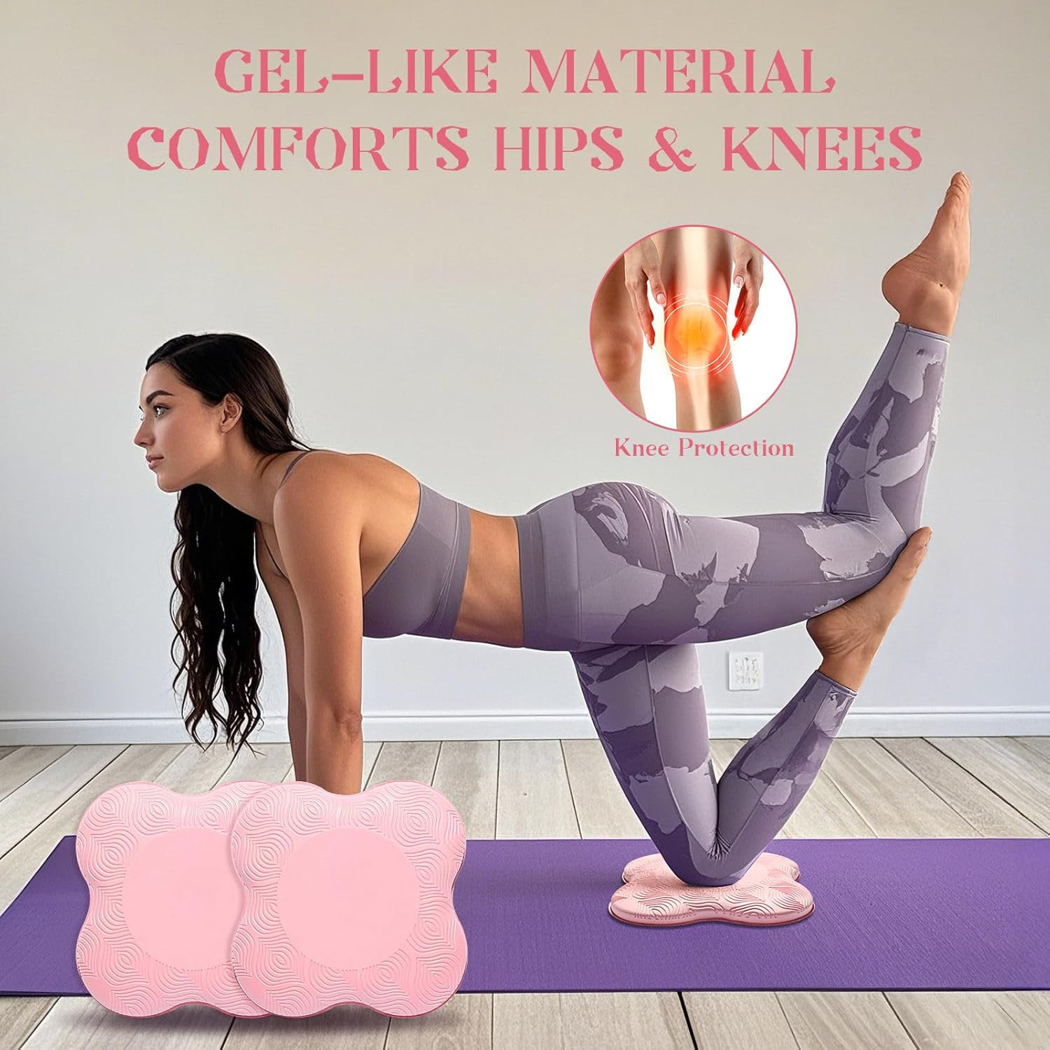 2 Pack Yoga Knee & Elbow Cushions, Extra Thick Foam Pads for Pilates, Kneeling