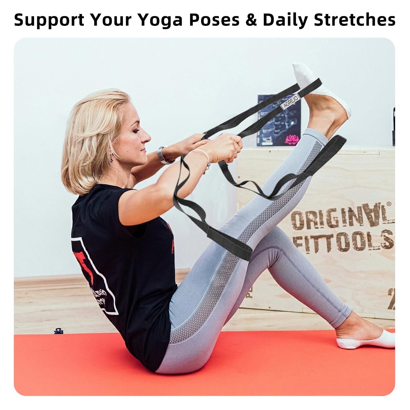 Agrejo Stretching Strap Yoga Strap Physical Therapy for Home Workout, 10 Loop…